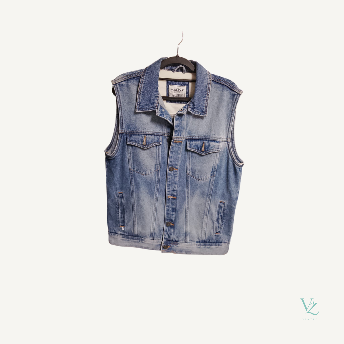 Pull&Bear — Veste sans manches en jean 