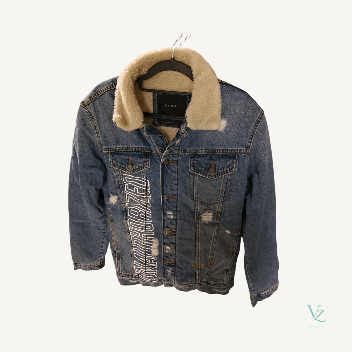 Zara — Veste en jean doublée sherpa Zara